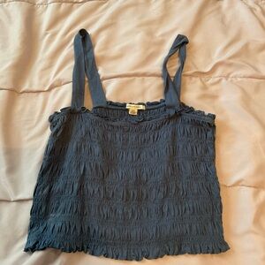Dark blue ruffle tank top